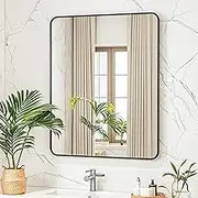NexaVist 18x24 Black Mirror, Bathroom Mirror for Over Sink, Metal Frame Rectangle Wall Mirror, Wall-Mounted Framed Vanity Mirror for Restroom Dresser Entryway Hallway Bedroom Living Room