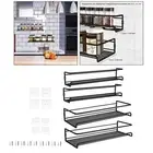 2Pcs Black Hanging Spice Shelves Storage Rack Organizer Kitchen Wall Mounted