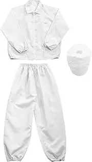 [sourcing map] ESD Lab Coat Anti Static Clothing Science Jacket Cuff with Hat Wear Uniform Work for Men Women