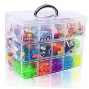 Stackable Storage Container Box with dividers-30 compartments, 3-Tier Clear