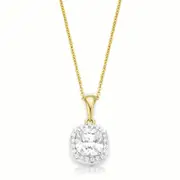HUSH 9ct Yellow Gold Cushion & Round Cut w/1.25 CT of Diamond Simulants Pendant