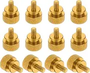 uxcell 12 Pcs M4x8mm Knurled Thumb Screw Computer Case Threaded Hand Tighten Screws Aluminum Alloy for PC Case, Gold