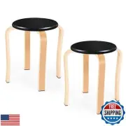 Wood Stools, Set of 2 Wooden Stackable Stool Extra Seating for Kids, Guests,