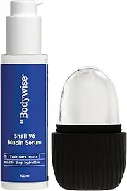 Be Bodywise Snail 96 Mucin Serum 100 ml & Silicone Ice Roller 1U | For Deep Hydration & Boosts Blood Circulation, Reduces Puffiness, Redness & Under Eye Bags | With 96% Snail Mucin & Aloe Vera Extract