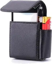 [Lorxilar] Cigarette Case Leather PU 20 Capacity Cigarette Case/Box with Lighter Holder and Belt Loop,One Size,Black