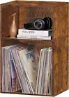 2 Cube Bookshelf,Brown Record Player Stand Holds up to 100 Albums, Mini Wood Boo