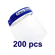 200 Pack Face Shields w Full face protective face shields elastic band w/ sponge