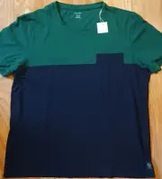 CLUB MONACO COLOR BLOCK TEE POCKET T-SHIRT GREEN NAVY BLUE XL NEW WITH TAGS NWT