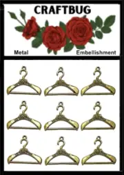 CRAFTBUG METAL EMBELLISHMENTS ANTIQUE ~9PC COAT HANGERS 3.6 X 2.5CM A28-B12