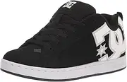 [DC] Women's Court Graffik Casual Low Top Skate Shoe, Black/White Stencil, 11