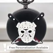 Horror Movie Pocket Watch - Jason Mask Design, Collector's Horror Memorabilia
