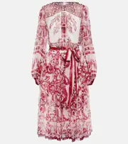 [Dolce & Gabbana] Dolce & Gabbana Majolica silk chiffon midi dress AU 4 pink