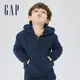 Gap 男幼童裝 Logo仿羊羔絨連帽外套-藏藍色(431690)