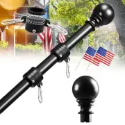 Flag Pole for House-6ft, Flag Pole kit Tangle Free Metal Matte Black Flagpole...