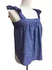 ANA Denim Blue Linen Babydoll Top Women’s Medium
