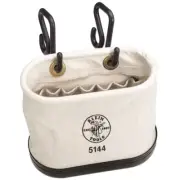 Tool Bag 14 in. Canvas Oval Aerial Bucket with 15 Pockets, Hooks Klein Tools
