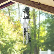 23"Long Black Dragon Faux Crystal Round Top Wind Chime Home Decor Unique Gift