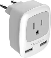 European Travel Plug Adapter, International Power Plug with 2 USB, Type C Outle
