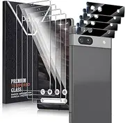 [Didisky] [4 + 4 Pack] Screen Protector for Google Pixel 7a 6,1", 4 Tempered Glass Film with 4 Camera Lens Protector, Easy to Install
