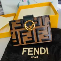 在飛比找蝦皮購物優惠-卓梵二手精品 FENDI FF 金色LOGO 風琴卡包 卡夾