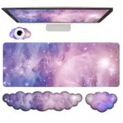 Cloud Wrist Rest Keyboard Purple Cloud Mouse Pad Set 4PCS Galaxy Large Desk M...