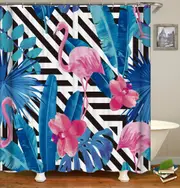 Flamingos And Leaves Shower Curtain