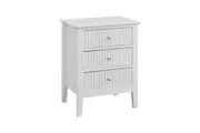 Issey Modern Wooden Bedside Nightstand Side Table Fluted 3-Drawers - White
