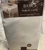 Vtg Benson Mills Basics White Tablecloth 60” X 84” Oblong 100% Polyester