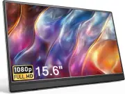 Portable Monitor 15.6" FHD 1080P IPS, USB-C/HDMI, Built-in Stand, Display for La