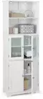 Freestanding Bathroom Storage Cabinet, Kitchen Pantry Cupboard with Glass Doors,