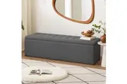 Artiss Storage Ottoman Blanket Box 140cm Linen Dark Grey
