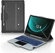 [Nillkin] for Samsung Galaxy Tab S9 FE Plus Detachable Keyboard Case with 7 Backlit, Kickstand, Trackpad, S Pen Holder, S9 FE+ 5G Tablet Case 12.4''
