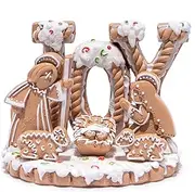 Hodao Christmas Joy Nativity Sets Indoor Xmas Gingerbread Nativity Scene Decor Holy Family - Christmas Party Home Decor