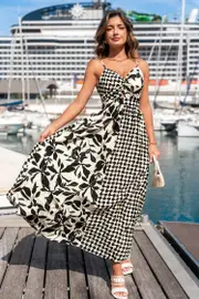 Cupshe Modern Canvas Abstract Maxi Dress - Black,L