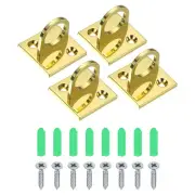 Pad Eye Plate U Hooks, 4 Pack Metal Ceiling Hook Wall Mount Loop Golden