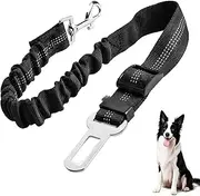 Adjustable Dog Seat Belt for Cars UK - Durable Dog Car Seat Belt with Elastic Bungee Buffer, Pet Safety, Pet Car Harness Clip, Travel Restraint