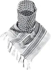 [FREE SOLDIER] 100% Cotton Scarf Military Shemagh Tactical Desert Keffiyeh Head Neck Scarf Arab Wrap with Tassel 43x43 inches