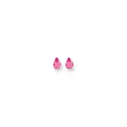 14k White Gold 7x5mm Pear Pink Tourmaline earring
