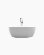 Freestanding Bath 1500 Compact Acrylic White Round Modern Bathtub Thin Edge NEW