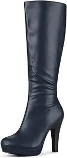 [Allegra K] Women's Chunky Heel Round Toe Platform Knee High Boots