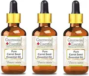Greenwood Essential Pure Carrot Seed Essential Oil (Daucus carota) with Glass Dropper 100% Natural Therapeutic Grade Steam Distilled for Personal Care (Pack of Three) 100ml X 3 (10oz)
