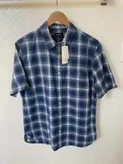 *BNWT* VINCE SHORT SLEEVE MENS BUTTON UP - BLUE PLAID - US MEDIUM (M)
