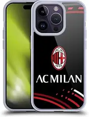 Head Case Designs Official AC Milan Curved Crest Pattern Soft Gel Mobile Phone Case Compatible with Apple iPhone 14 Pro
