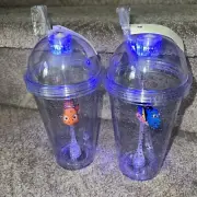 New Set of 2 Disney Parks Exclusive Pixar Fest Nemo & Dory Light Up Tumbler Cups