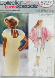 80s BURDA 5727 SIZES 8 10 12 14 16 18 20 DRESS & JACKET *UNCUT/FF