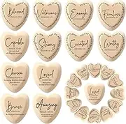 Geelin 36 Pcs Inspirational Christian Gift Religious Wooden Heart Tokens with Bible Verses Pocket Hug for Women Men Church Scripture Gifts God Blessed Party Favors
