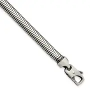 8.5 Inch Sterling Silver Brushed Antiqued Herringbone Chain Bracelet