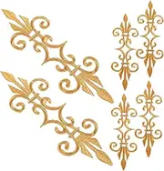 Gadpiparty 6pcs Vintage Floral Iron Patch Gold Embroidery Applique for Stage Costumes Retro Floral Design for Clothing Embellishments for DIY Crafts