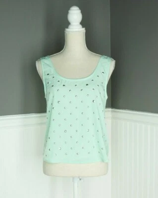 NEW Forever 21 Woven Silver Sequins Sleeveless Shirt Mint Size S NWT