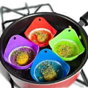 2X Silicone Egg Cooking Poacher Poached Egg Maker For Kitchen Microwave Ran`JL